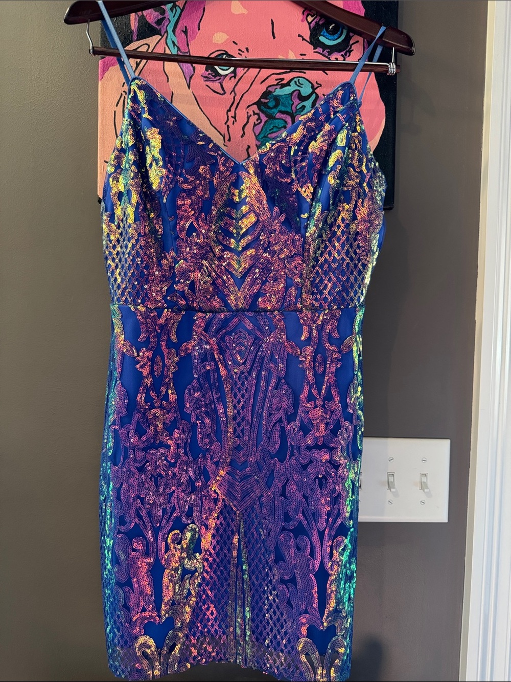 Sparkling Royal Blue iridescent Sequin Dress
